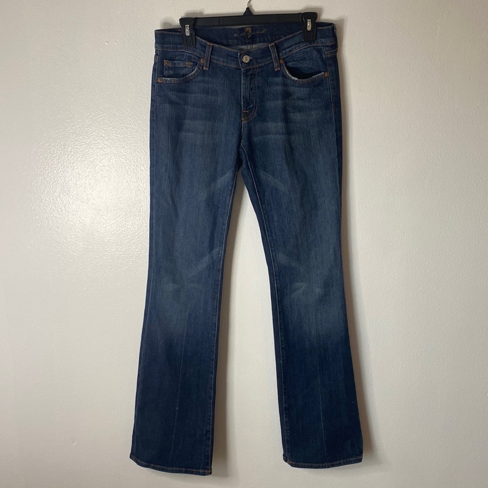 Seven for all mankind boot cut women’s denim jeans size 30 Distressed dark wash